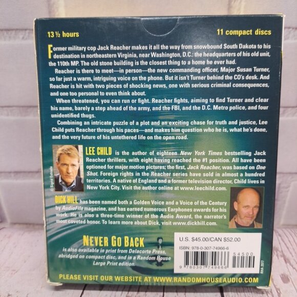 Never Go Back: A Jack Reacher Novel - Audio CD By Child, Lee - VERY GOOD - Picture 2 of 4